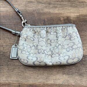 Coach Signature Small Wristlet in Gray Silver
